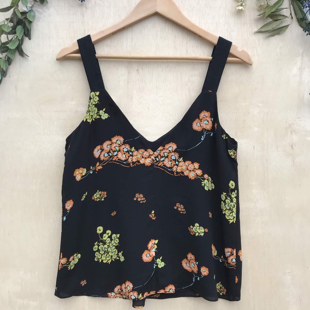 A.L.C. Renne Black Floral Silk Tank Top View 6